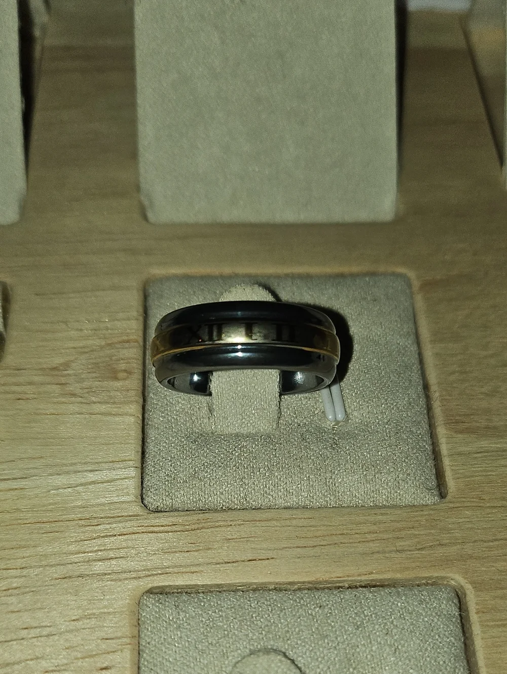 Roman Numeral Ring Two-Tone Metal Dome Band Tungsten Carbide Sz 6 - Picture 4 of 10